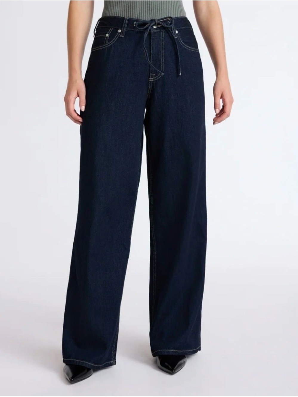 Relaxed Wide-Leg Men's Jeans in Dark Blue